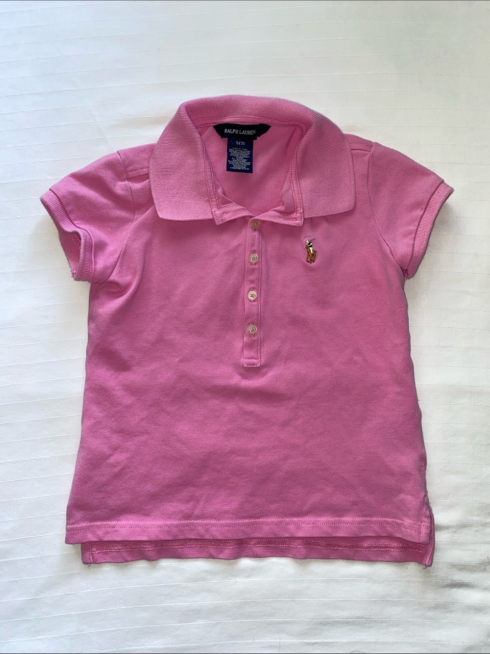 Ralph Lauren Girls' Bubblegum Pink Polo Top with Embroidered Pony